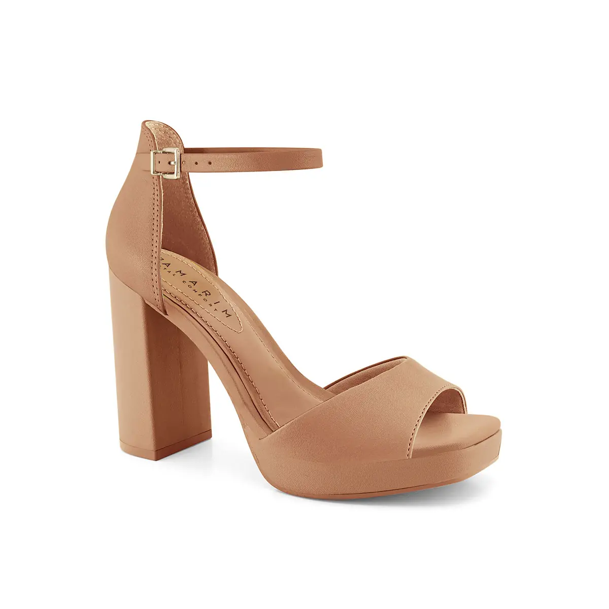 Sandalia Clasica con Tacon Cuadrado Alto Femenina