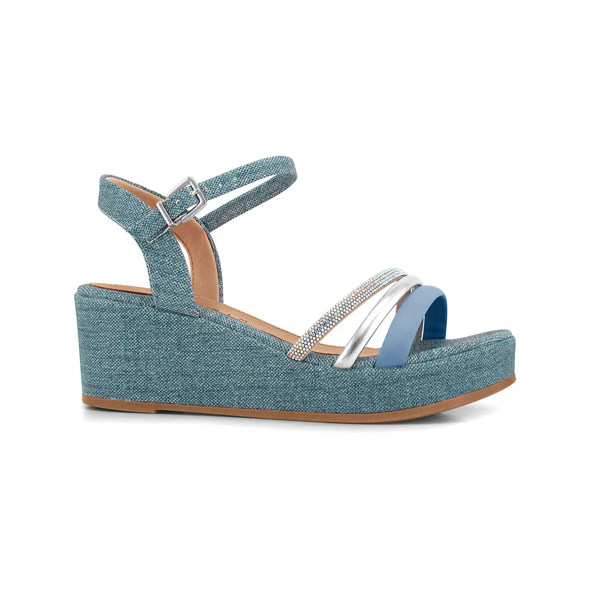 Sandalias shops anabela azul